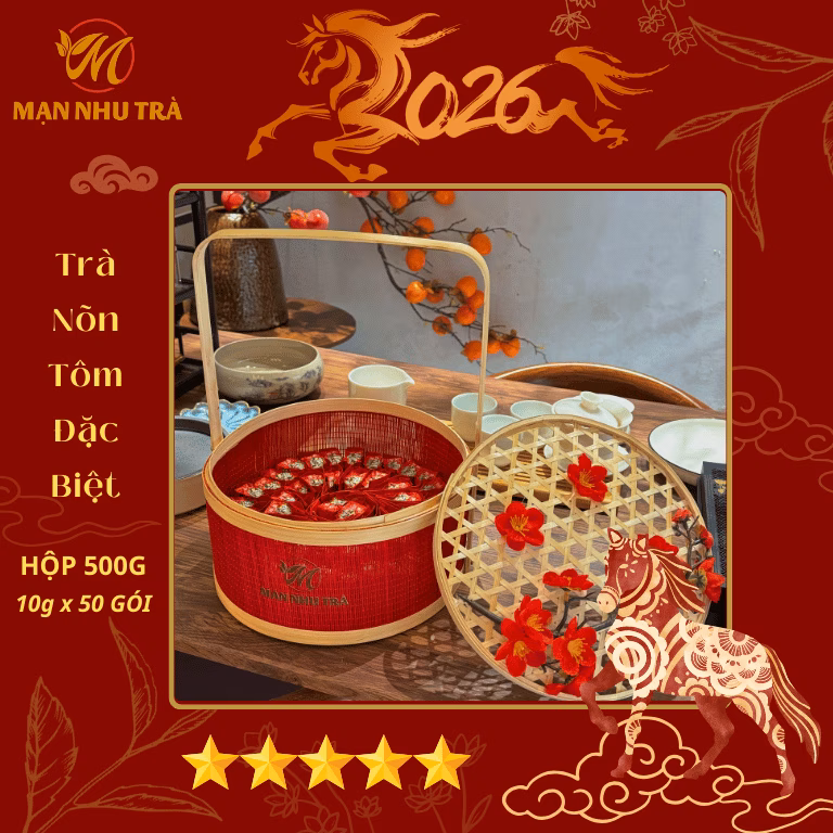 Hộp Trà Nõn Tôm Biếu Tặng | Lan Tre Đỏ 500g |