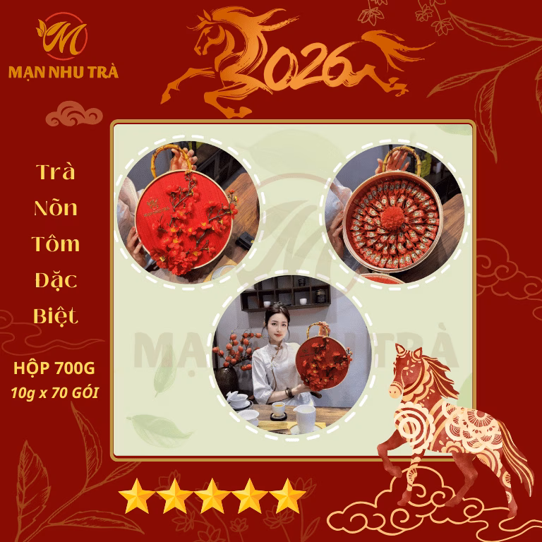 hộp trà nõn tôm biếu tặng mạn nhu trà thái nguyên sang trọng 700g quà tết