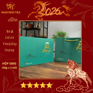 hộp trà đinh biếu tặng sang trọng màu xanh lam 500g
