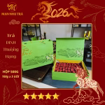 hộp trà đinh biếu tặng 500g sang trọng màu xanh tươi