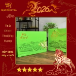hộp trà đinh biếu tặng sang trọng màu xanh tươi 500g