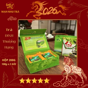 hộp trà đinh biếu tặng 200g xanh lá sang trọng
