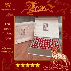 hộp trà đinh biếu tặng 500g sang trọng màu vân gỗ