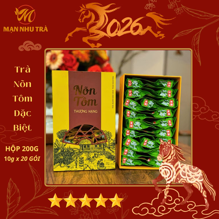 hộp trà nõn tôm 200g biếu tặng mạn nhu trà xanh thái nguyên