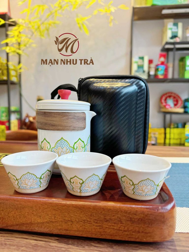 bộ pha trà 5 món mạn nhu trà xanh thái nguyên du lịch văn phòng