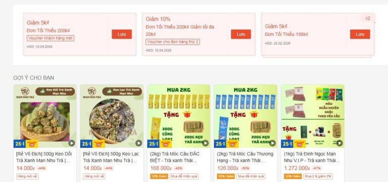 chính sách mua hàng shopee mạn nhu trà xanh thái nguyên
